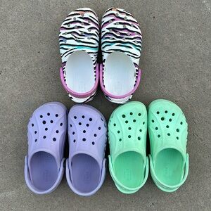 3pairs of Little Girls crocs, size 12